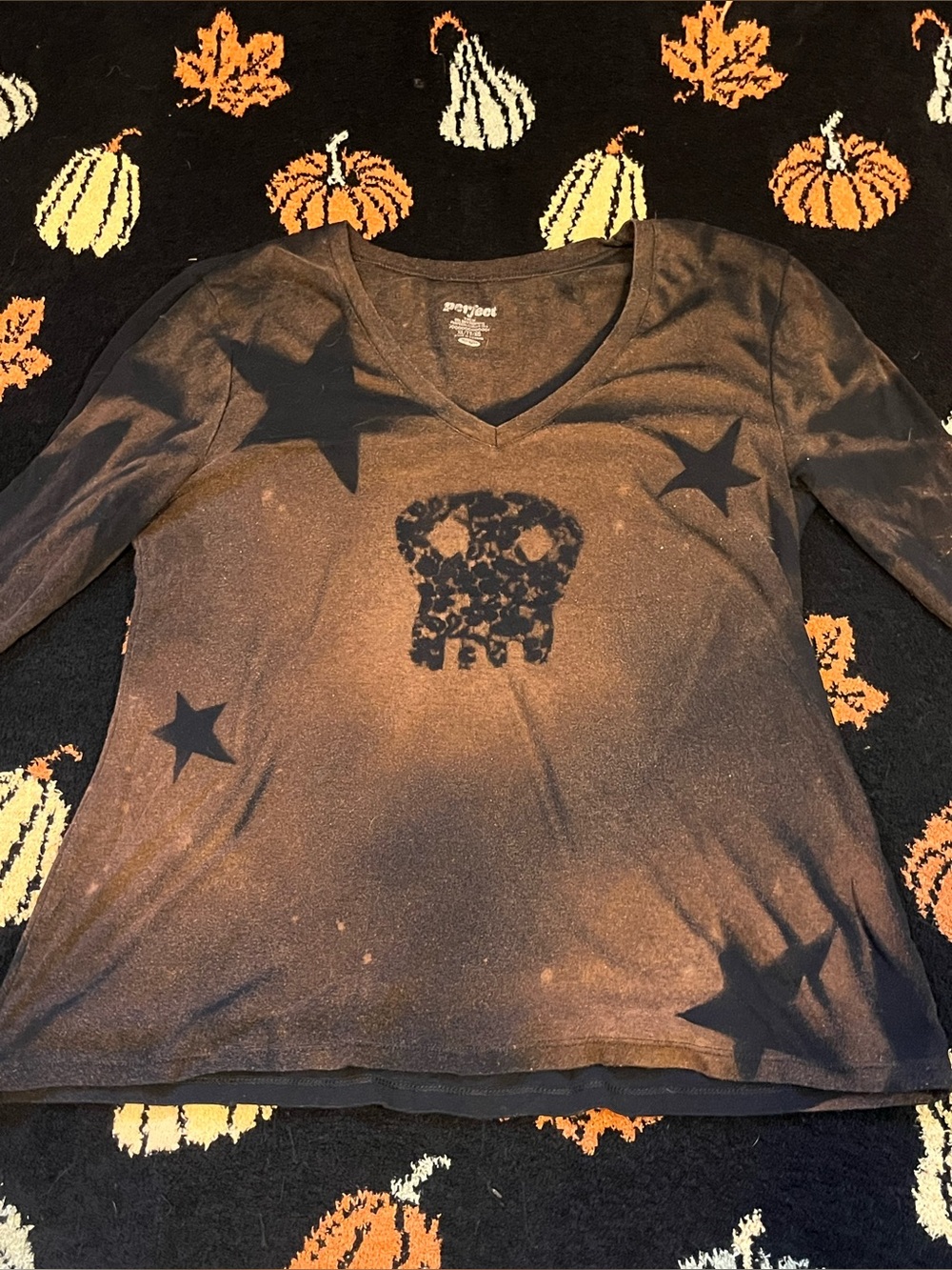 #21 Bleached Skull V-Neck Long Sleeve Top available on live sept 7th 9am mst